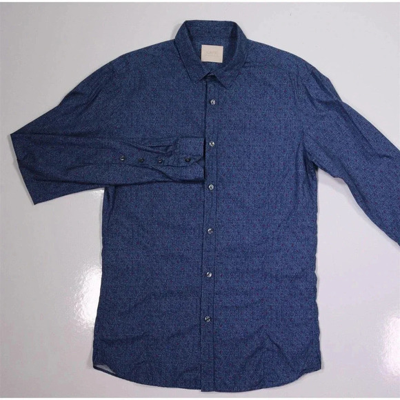 Capri Blue Polka Dot Slim Fit Button-Up Dress Casual Small - Picture 2 of 7